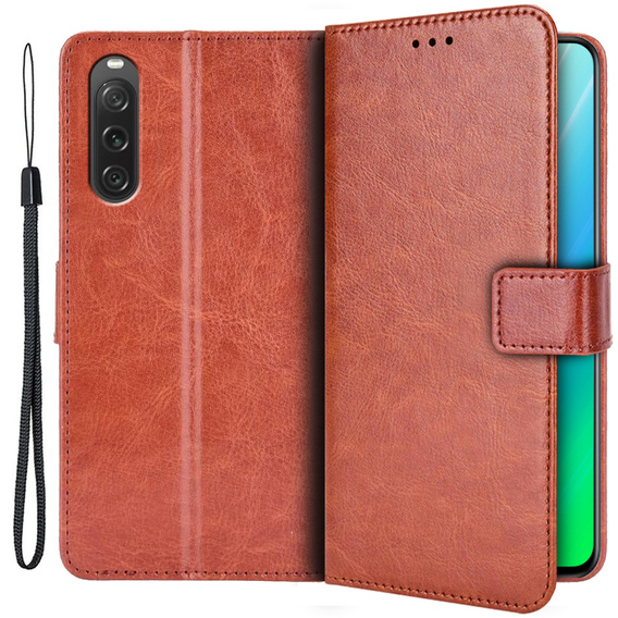 Etui z klapką do Sony Xperia 10 V, Crazy Horse Wallet, brązowe