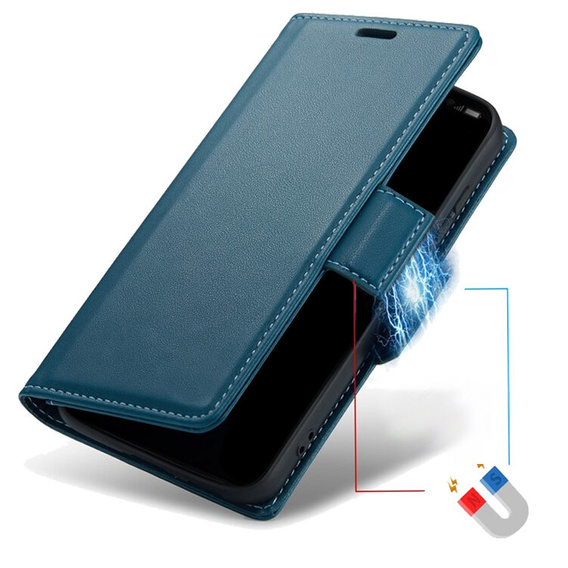 Etui do Samsung Galaxy A56 5G, ERBORD Glossy Litchi, portfel z klapką, niebieskie