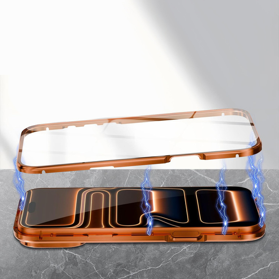 Etui do iPhone 17 Pro Max, Magnetic Dual Glass, do MagSafe, pomarańczowe
