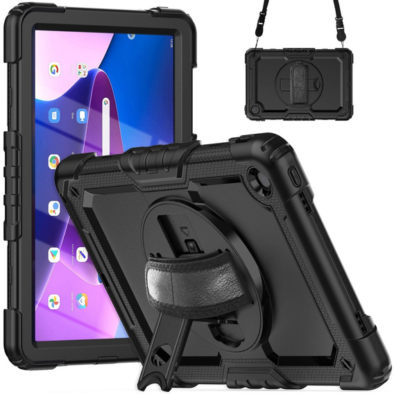 Etui do Lenovo Tab M10 Plus 10.6 Gen 3 TB-125F TB-128F, Pancerne Obrotowe 360, Czarne