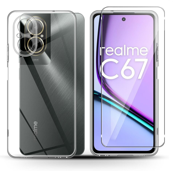 Etui cienkie do Realme C67 4G przezroczyste + Szkło 9H