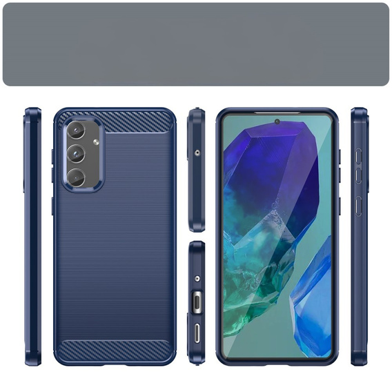 Etui do Samsung Galaxy M55 5G, Carbon, niebieskie