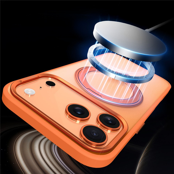 Etui SULADA Magnetic Matte z podstawką do iPhone 17 Pro Max – pomarańczowy