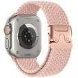 Pleciony Pasek Nylonowy z Klamrą do Apple Watch 1/2/3/4/5/6/7/8/9/10/11/SE 38/40/41/42mm – Różowy