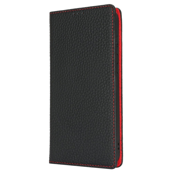 Etui z klapką do Samsung Galaxy S25+ Plus, Litchi Skin Grain, czarne