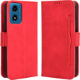 Etui z klapką do Motorola Moto E14, Card Slot, czerwone