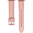 Skórzany Pasek z Klamrą Rose Gold do Apple Watch 1/2/3/4/5/6/7/8/9/10/11/SE 38/40/41/42mm – Różowy