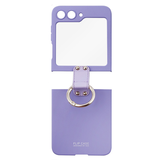 Etui GKK do Samsung Galaxy Z Flip 5 5G, Finger Ring z torebką, Fioletowe