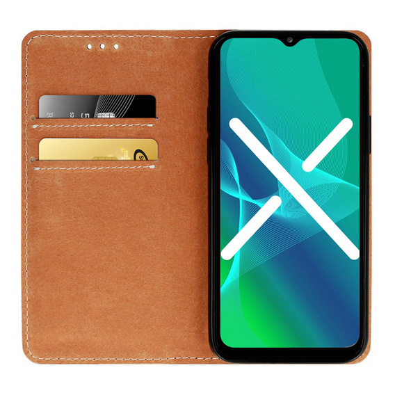 Etui do Samsung Galaxy A15 5G, skórzane book case, czerwone + szkło