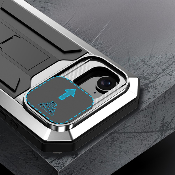 Etui pancerne do iPhone 16E, R-JUST, srebrne
