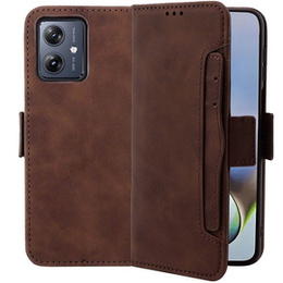 Etui z klapką do Motorola Moto G54 5G, Card Slot, brązowe