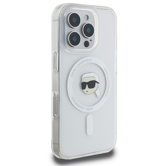 Etui Karl Lagerfeld do iPhone 16 Pro Max, IML Metal Karl Head MagSafe, przezroczyste 