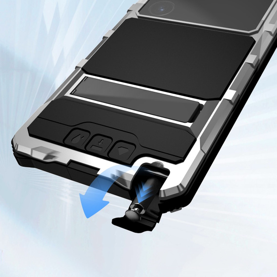 Etui pancerne do Samsung Galaxy S25 Ultra, R-JUST z szklaną ochroną kamery, srebrne