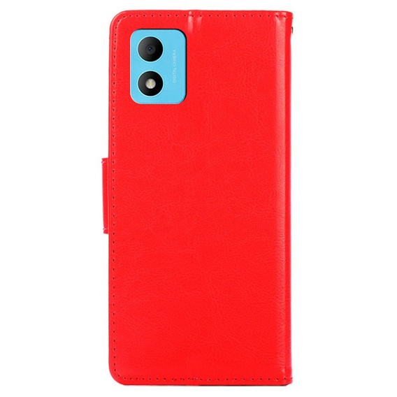 Etui z klapką do TCL 305i, PU Leather Wallet Case, czerwone