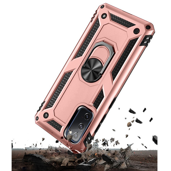 Etui pancerne do Samsung Galaxy S20 FE, Nox Case Ring, różowe rose gold