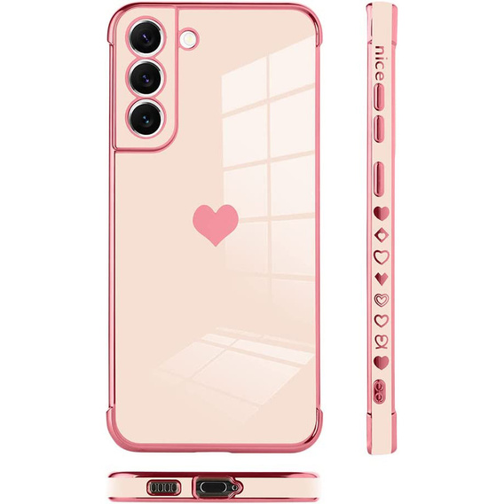 Etui do Samsung Galaxy S22, Electro heart, różowe rose gold