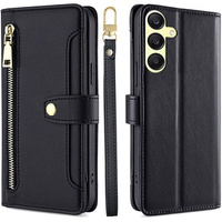 Etui z klapką do Samsung Galaxy A25 5G, Wallet Zipper Pocket, czarne