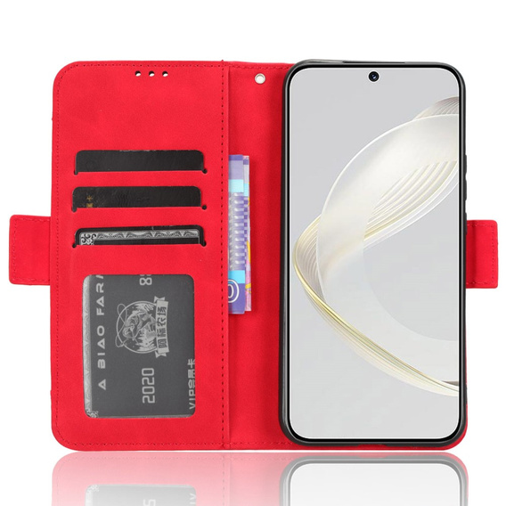 Etui z klapką do Huawei Nova 11 Pro, Card Slot, czerwone
