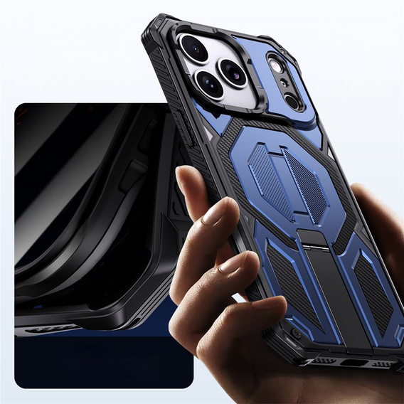 Etui ochronne do iPhone 17 Pro Max do MagSafe, z podstawką, niebieskie