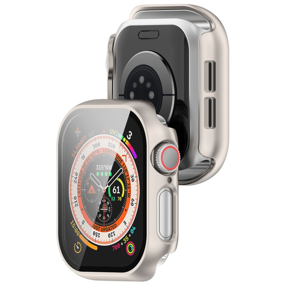 2w1 Etui + Szkło Hartowane do Apple Watch 10/11 46MM, Beżowe