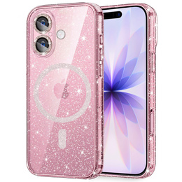 Etui do iPhone 17, ERBORD Glitter MagSafe, różowe