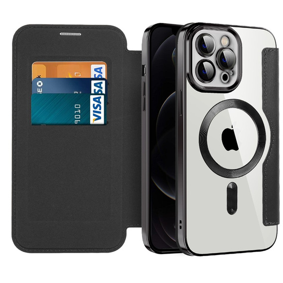 Etui z klapką do iPhone 12 Pro Max, RFID Wallet MagSafe z ochroną aparatu, czarne