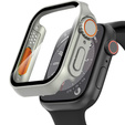 2w1 Etui + Szkło Hartowane do Apple Watch 7/8/9 41MM, Srebrne/Pomarańczowe