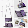 Etui CASEME do Samsung Galaxy S25 FE, RFID Leather Wallet, z paskiem na ramię, fioletowe