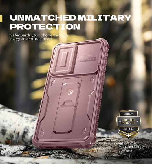Etui pancerne do Samsung Galaxy S25 FE, Dexnor Full Body (Two Frames), różowe