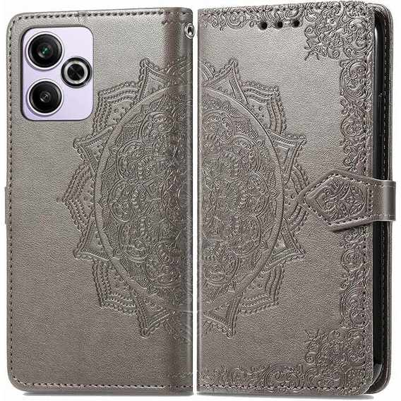 Etui z klapką do Xiaomi Redmi 13, Mandala, szare