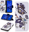 Etui z klapką do Huawei Y5 2018, Wallet, Butterfly & Flower białe