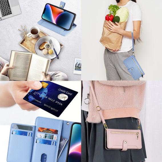 Etui z klapką do Xiaomi Redmi Note 13 Pro 5G, Wallet Zipper Pocket, niebieskie