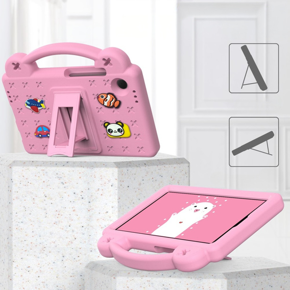 Etui do Samsung Galaxy Tab A11/A9, Cute Patterns, z podstawką, Różowe