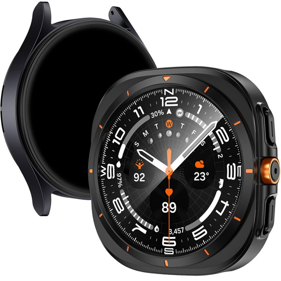 2w1 Etui + Szkło Hartowane do Samsung Galaxy Watch 7 44mm, Czarne