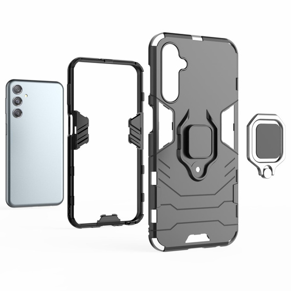 Etui do Samsung Galaxy A25 5G, Kickstand Ring, czarne + szkło 9H