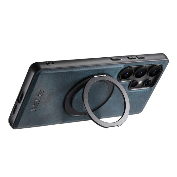 Etui Suteni G3 do Samsung Galaxy S25 Ultra z obrotową podstawką i MagSafe – niebieskie