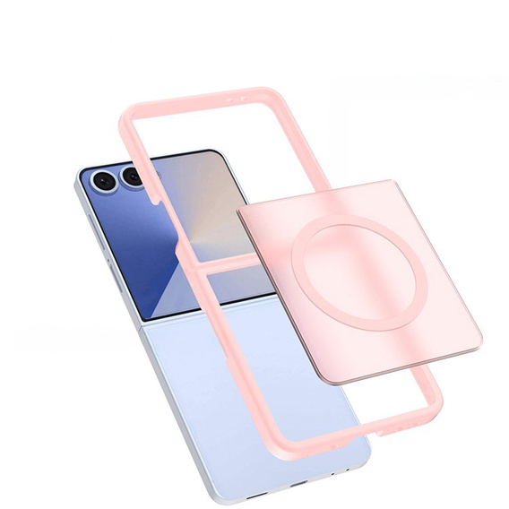 Różowe etui z akrylowymi pleckami do Samsung Galaxy Z Flip7, odporne na żółknięcie i eleganckie