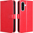 Etui z klapką do Samsung Galaxy A56 5G, Crazy Horse Wallet, czerwone
