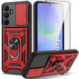 Etui pancerne do Samsung Galaxy A36 5G, CamShield Slide, czerwone + Szkło Hartowane 9H