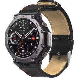 Pasek skórzany do Amazfit T-Rex 3 – elegancja i trwałość - czarny