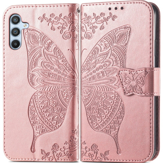 Etui z klapką do Samsung Galaxy A36 5G, Butterfly, różowe rose gold