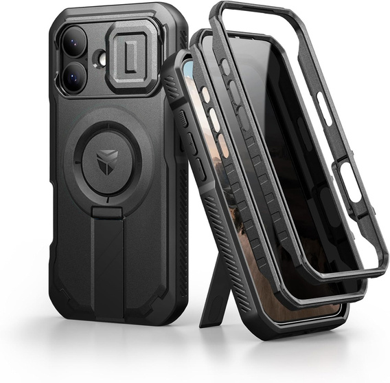 Etui pancerne do iPhone 17, Dexnor CamProtect MagSafe, z folią prywatyzującą, czarne (Dwie ramki)