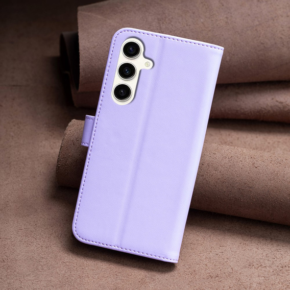 Etui z klapką do Samsung Galaxy S23 FE, BINFEN Wallet, fioletowe + szkło 9H