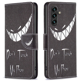 Etui z klapką do Samsung Galaxy A05s, Wallet, Don't Touch My Phone czarne