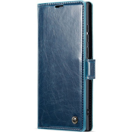Etui z klapką CASEME do Samsung Galaxy S22 Ultra, Waxy Textured, niebieskie