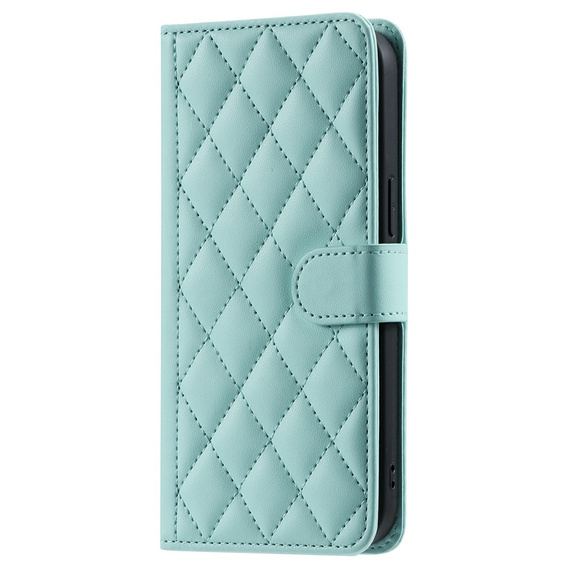 Etui z klapką do Samsung Galaxy S25 FE, Rhombus Crossbody Leather, zielone