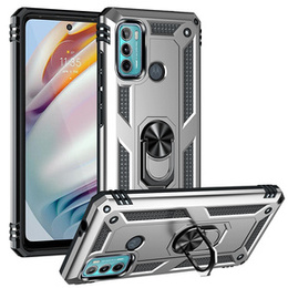 Etui pancerne do Motorola Moto G60, Nox Case Ring, srebrne