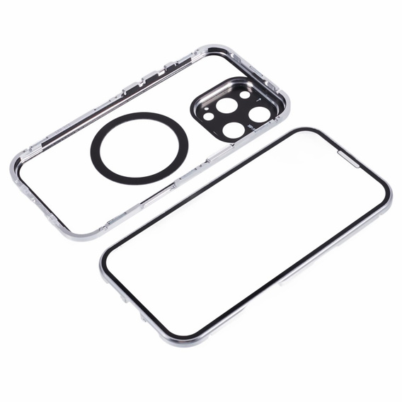 Etui Magnetic Dual Glass MagSafe do iPhone 16 Pro Max, srebrne