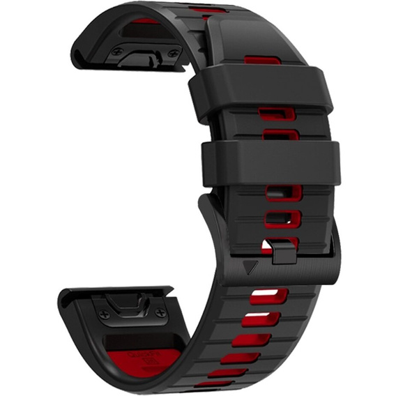 Pasek Silikonowy QuickFit do Garmin Fenix 22mm, Czarny / Czerwony