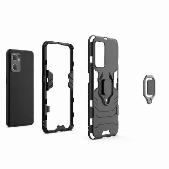 Etui do Oppo Reno7 5G, Kickstand Ring, czarne